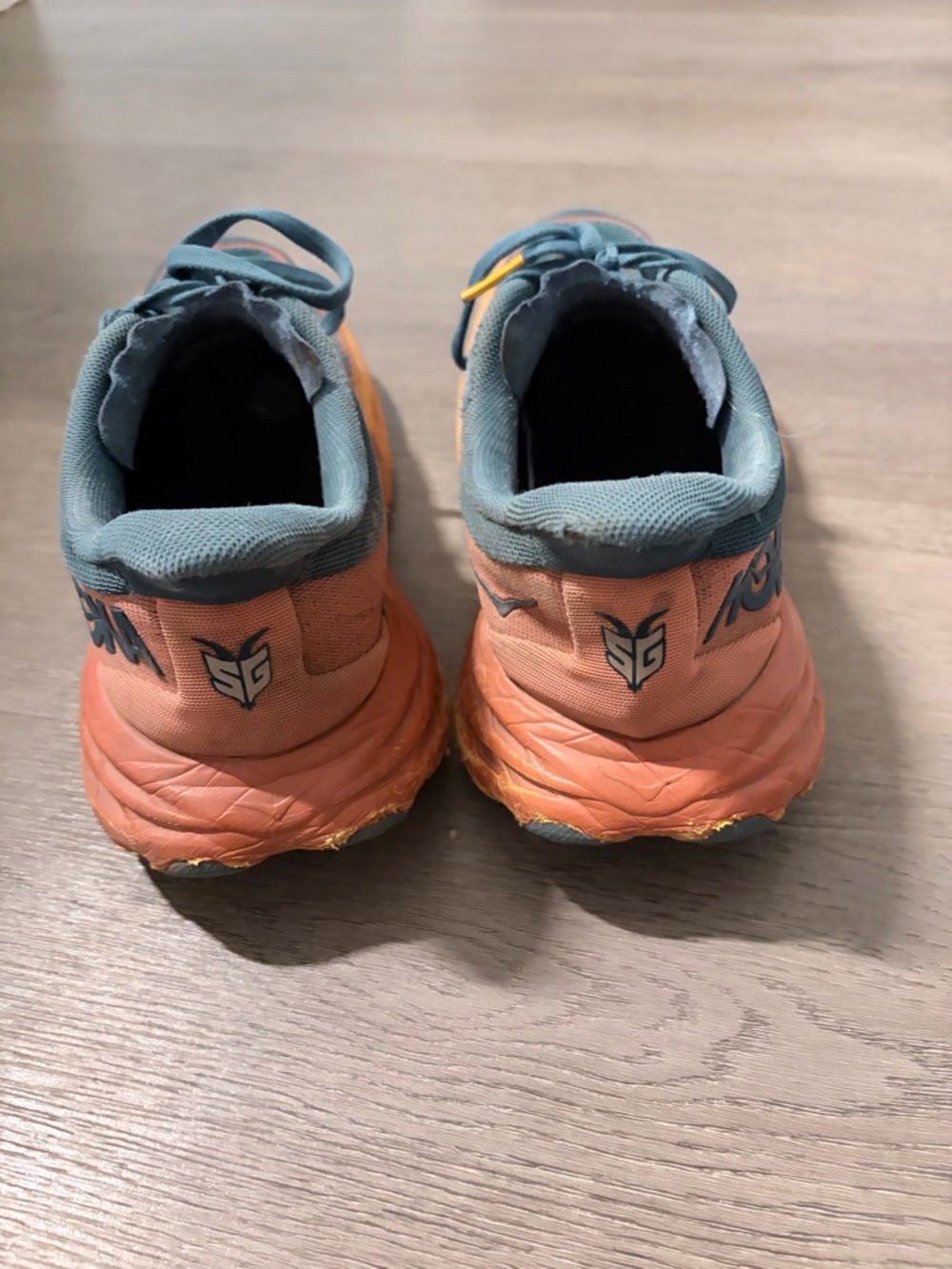 Hoka One One Teal and Orange Women's Running Shoes - Picture 7 of 9
